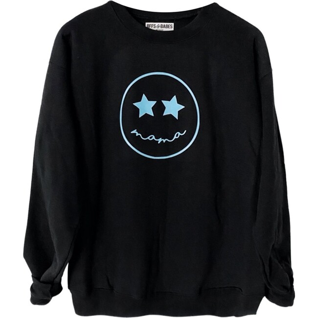 Women's Mama Smile Sweatshirt, Black/Blue