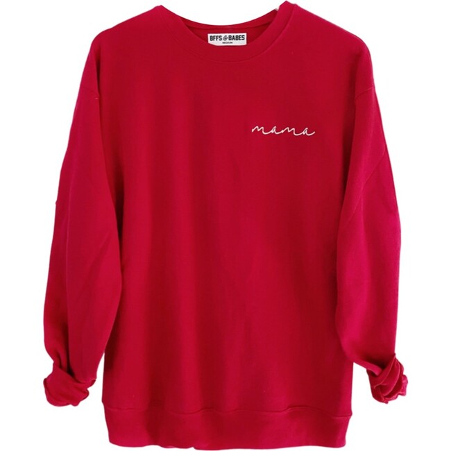 Women's Embroidered Mama Sweatshirt, Red - Sweatshirts - 1