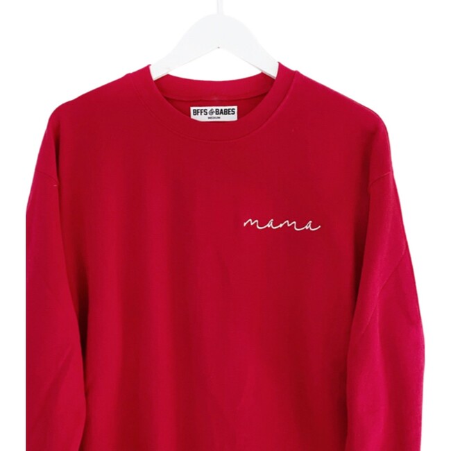 Women's Embroidered Mama Sweatshirt, Red - Sweatshirts - 2