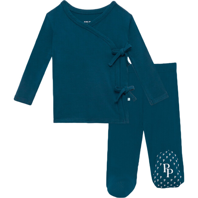 Tie Front Kimono, Sailor Blue Solid - Blouses - 1