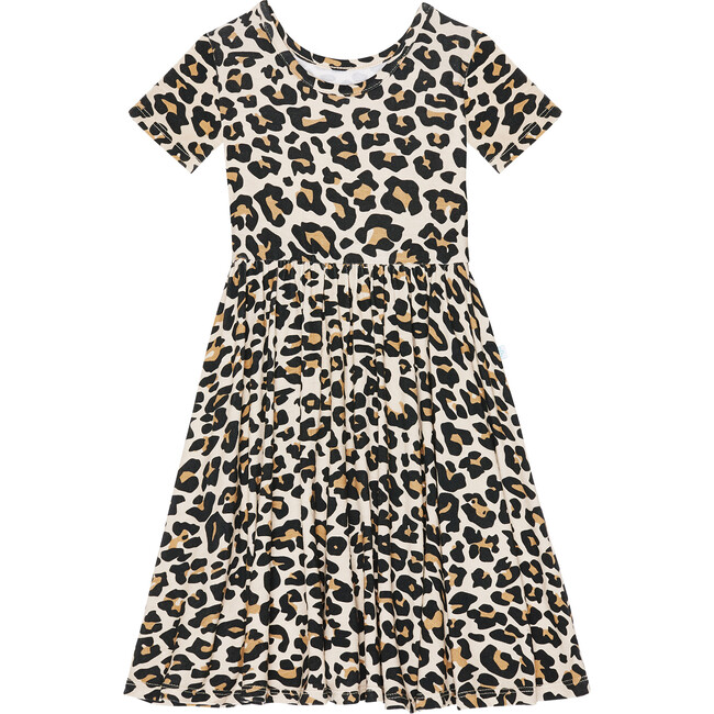 Short Sleeve Twirl Dress, Lana Leopard Tan
