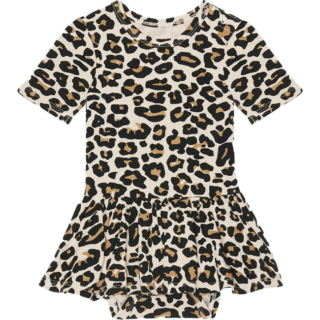 Short Sleeve With Twirl Skirt Bodysuit, Lana Leopard Tan