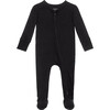 Solid Ribbed Footie Zippered One Piece, Black - Onesies - 1 - thumbnail
