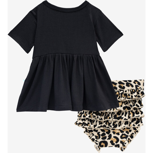 Short Sleeve Basic Peplum Top & Bloomer Set, Lana Leopard Tan - Mixed Apparel Set - 2