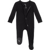 Solid Ribbed Footie Zippered One Piece, Black - Onesies - 2