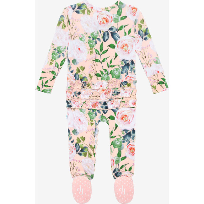 Harper Zippered Footie One Piece with Ruffle Accents