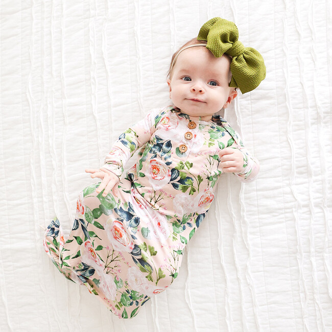 Harper Wood Button Zippered Gown with Fold-Over Mittens - Onesies - 2