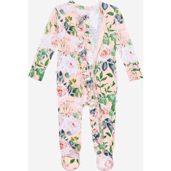 Harper Zippered Footie One Piece with Ruffle Accents - Onesies - 3