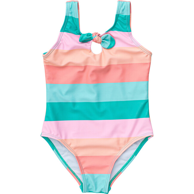 Bow Swimsuit, Sunset Stripe - One Pieces - 1