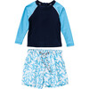 Baby Long Sleeve Set, Aqua Bloom - Two Pieces - 1 - thumbnail