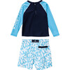 Baby Long Sleeve Set, Aqua Bloom - Two Pieces - 2