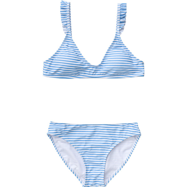 Sustainable Stripe Frilled Bikini, Powder Blue - Snapper Rock Swim ...