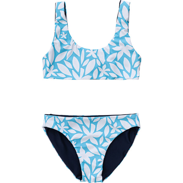 Sustainable Reversible Surf Bow Bikini, Aqua Bloom - Snapper Rock Swim ...