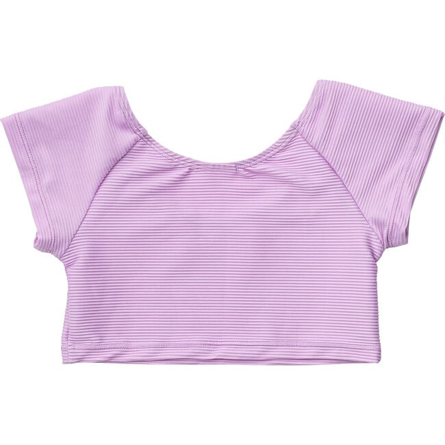 Rib Crop Short Sleeve Rash Top, Lavender - Rash Guards - 3