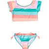 Crop Short Sleeve Rash Top Set, Sunset Stripe - Two Pieces - 1 - thumbnail