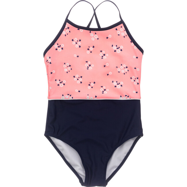 Classic Crossback Swimsuit, Ditsy Coral