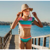 Crop Short Sleeve Rash Top Set, Sunset Stripe - Two Pieces - 2