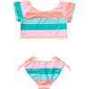 Crop Short Sleeve Rash Top Set, Sunset Stripe - Two Pieces - 3