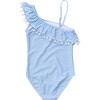 Sustainable Stripe Frill Swimsuit, Powder Blue - One Pieces - 3