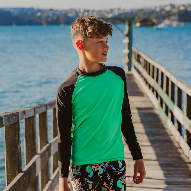 Sustainable LS Rash Top, Green Black - Rash Guards - 2