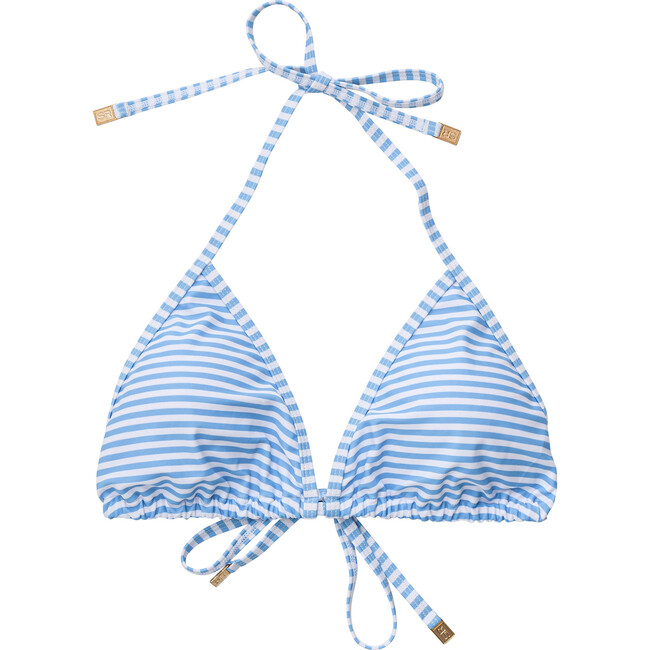 Women's Sustainable Stripe Bikini Top,  Powder Blue