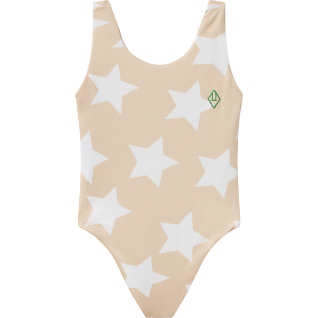 Trout Kids Swimsuit, Beige Stars - One Pieces - 1
