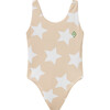 Trout Kids Swimsuit, Beige Stars - One Pieces - 1 - thumbnail