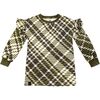 Girls Plaid Ruffle Terry Dress, Olive - Dresses - 1 - thumbnail