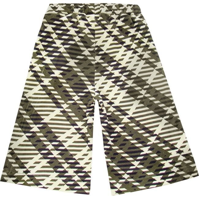 Kids Plaid Wide Pull-On Pants, Olive