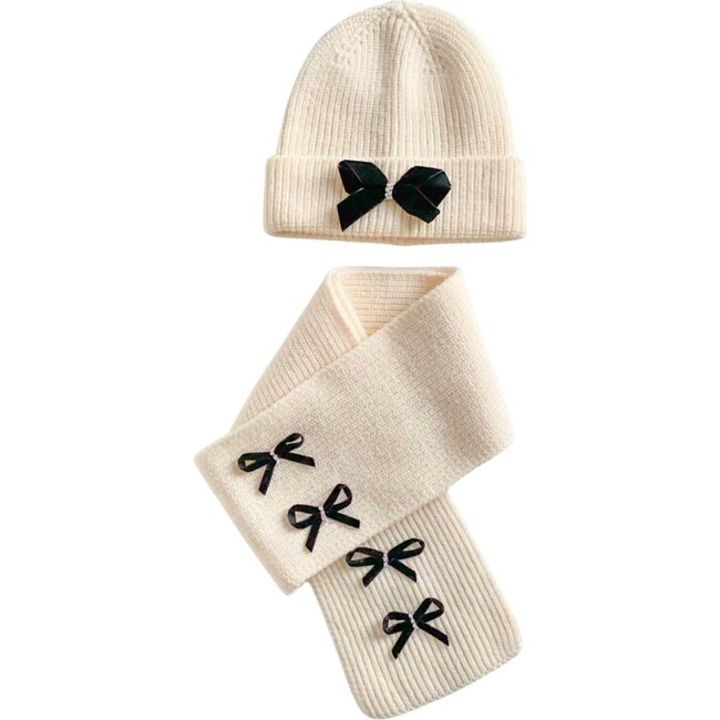 Halo Luxe X Maisonette Stella Hat and Scarf Set, Cream - Mixed Accessories Set - 1 - zoom