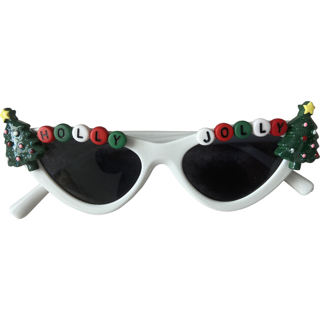 Holly Jolly Sunglasses, White and Green