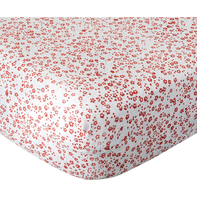 Fiorella Crib Fitted Sheet, Red and Blue Floral