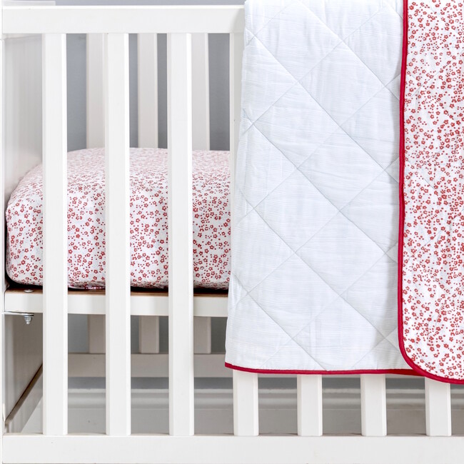 Fiorella Crib Fitted Sheet, Red and Blue Floral