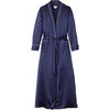 Women's Silk Long Robe, Navy - Pajamas - 1 - thumbnail