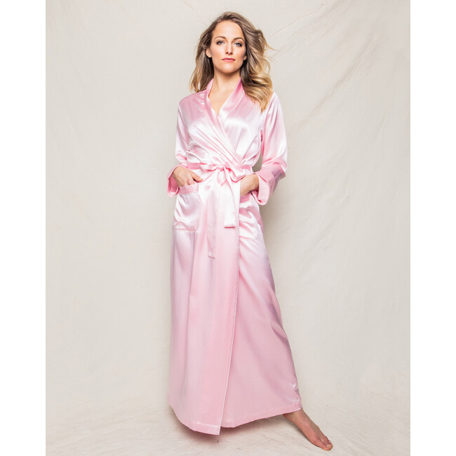Women's Silk Long Robe, Pink