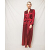 Women's Silk Polka Dot Long Robe, Bordeaux - Pajamas - 2 - thumbnail