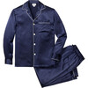 Men's Silk Pajama Set, Navy - Pajamas - 1 - thumbnail