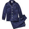 Silk Classic Pajama Set, Navy - Pajamas - 1 - thumbnail