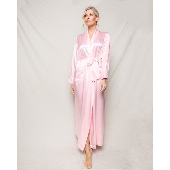 Women's Silk Long Robe, Pink - Robes - 3