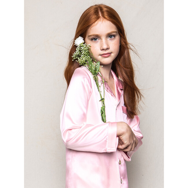 Silk Classic Pajama Set, Pink - Pajamas - 3