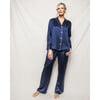 Women's Silk Pajama Set, Navy - Pajamas - 5