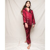 Silk Polka Dot Classic Pajama Set, Bordeaux - Pajamas - 3