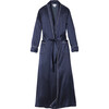 Women's Silk Polka Dot Long Robe, Navy - Pajamas - 1 - thumbnail