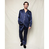 Men's Silk Polka Dots Pajama Set, Navy - Pajamas - 2