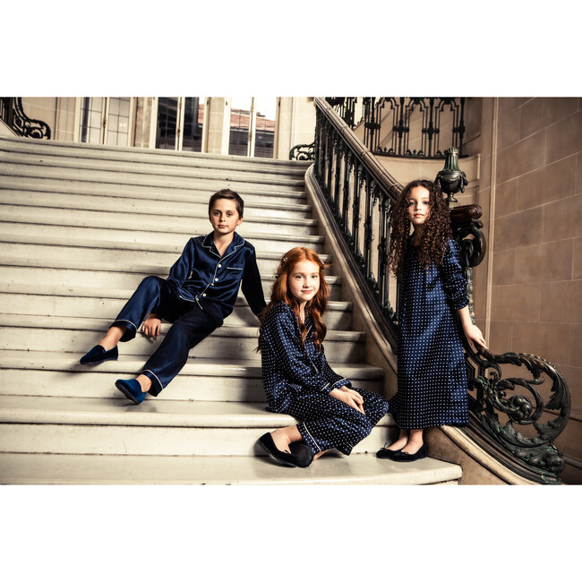 Silk Classic Pajama Set, Navy - Pajamas - 8