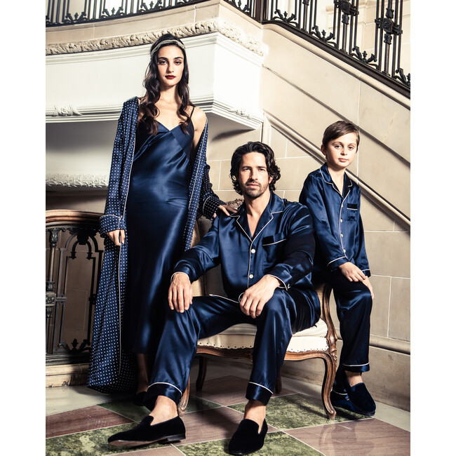 Women's Silk Cosette Night Dress, Navy - Pajamas - 9