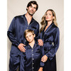 Silk Polka Dot Classic Pajama Set, Navy - Pajamas - 7