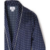 Women's Silk Polka Dot Long Robe, Navy - Robes - 4