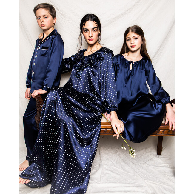 Silk Classic Pajama Set, Navy - Pajamas - 9
