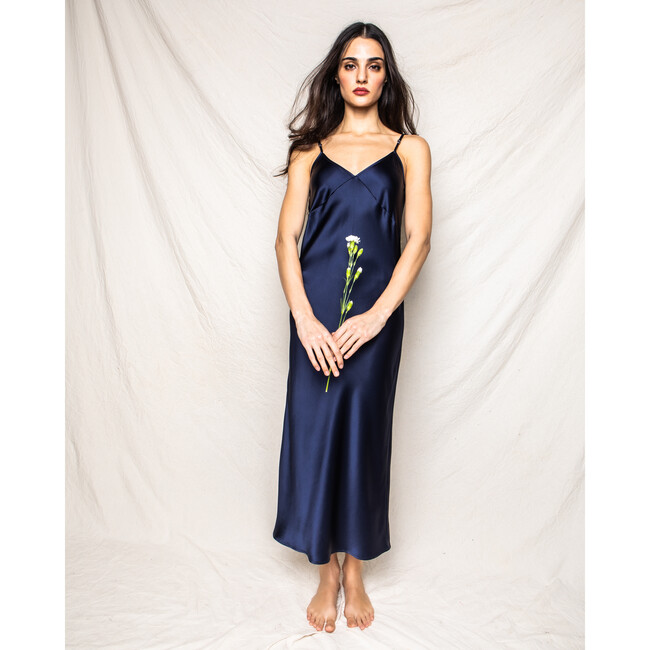 Women's Silk Cosette Night Dress, Navy - Pajamas - 12